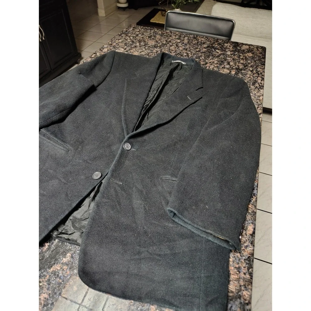 Sicons Vintage Mens Wool Blend Blazer Jacket Black Made in Italy Size 48 7R